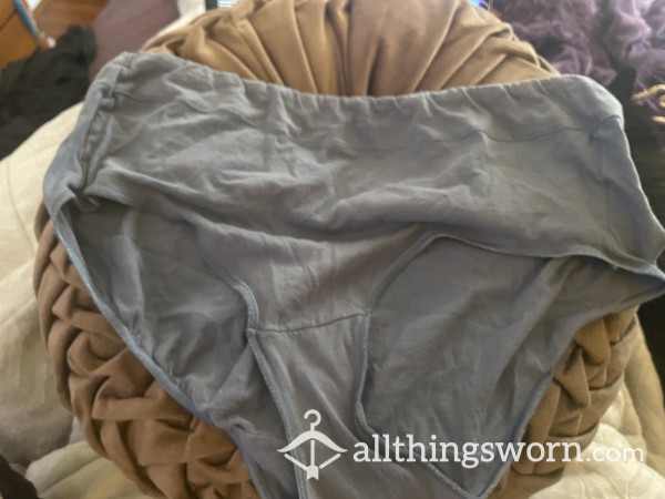 OLD Faded Blue-Grey Panties!  13+ Years Old Ancient Panties.  Soft, Comfy, And Worn As F**k!