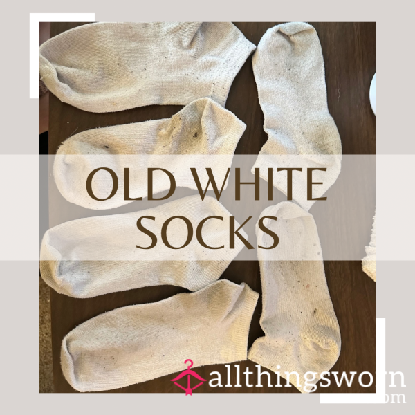 Old, White, Stained, Used, Ankle Socks