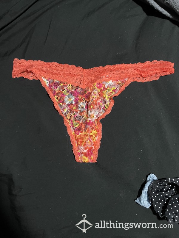 Orange Flor*l Thong