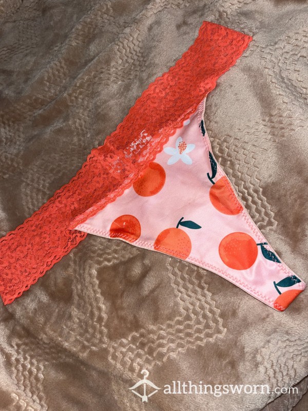 Orange Pattern Lace Thong