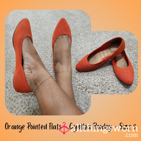 Orange Pointed Flats - Cynthia Rowley - Size 8