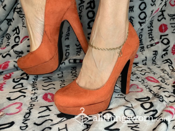 Orange S**y Worn Hot Smell High Heel Pumps