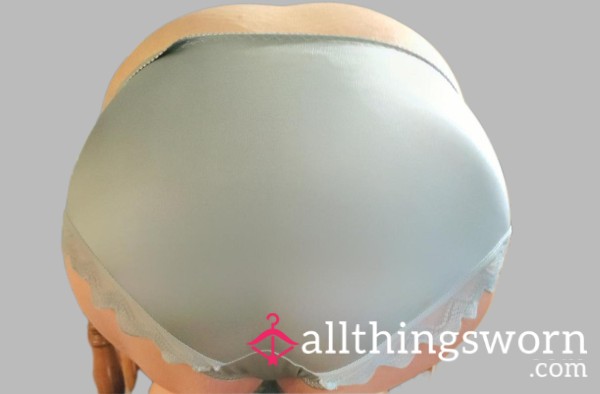 Pale Blue Ice Silk Fullback Panties - Briefs - Size L - New And Ready For Wear!