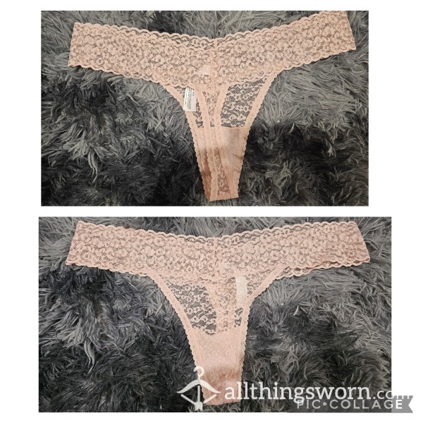 Pale Pink Lace Thong