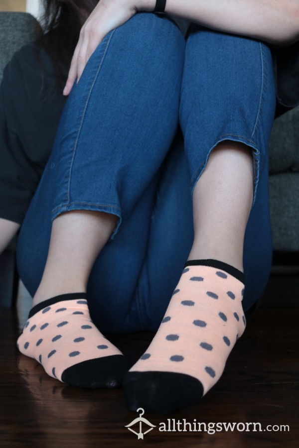 Pastel Orange Polka Dot Socks