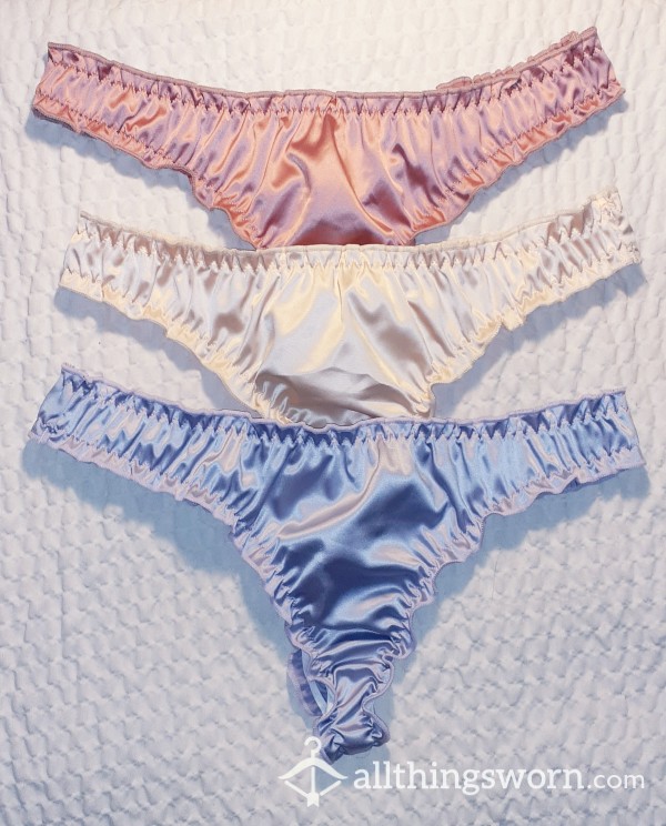 Pastel Satin Thongs - Size Small