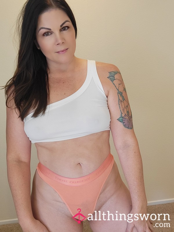 Peach Victoria's Secret Wide Band Cotton Thong