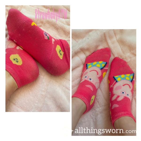 Peppa Pig Pink Ankle Socks | Cute Socks | Small Socks | Foot Fet**h | Cute Feet | Rubber Grips On Bottom | DDLG