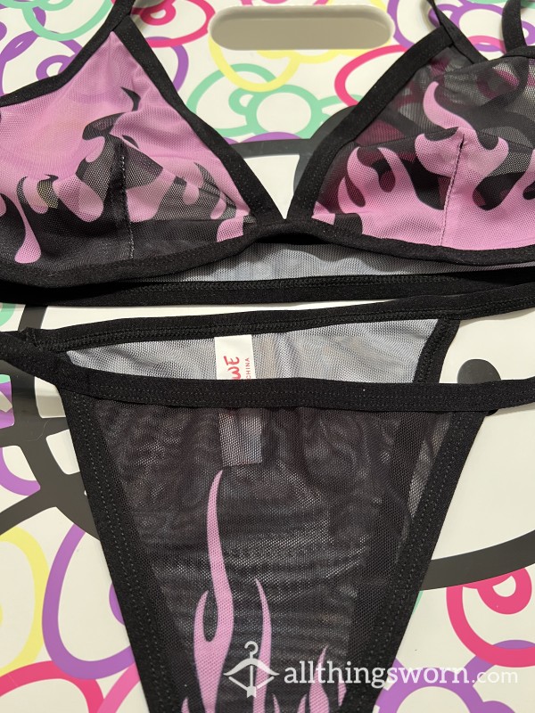 Pink And Black Sheer Set