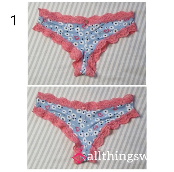 Pink And Blue Daisy Brazilian Thong