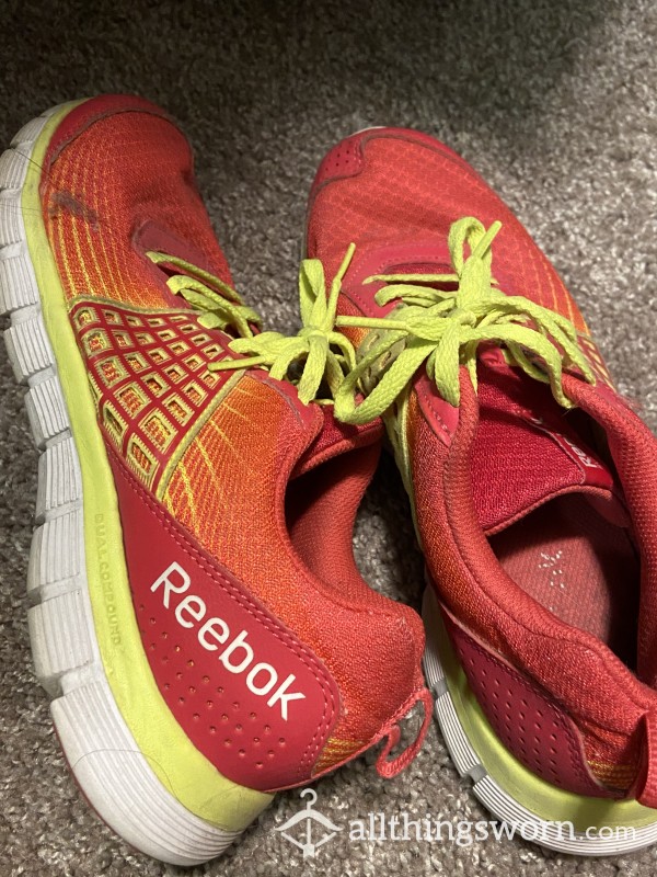 Pink And Orange Reebok Tennis Shoes