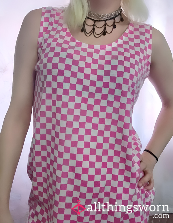 Pink And White Checkered Tank Top