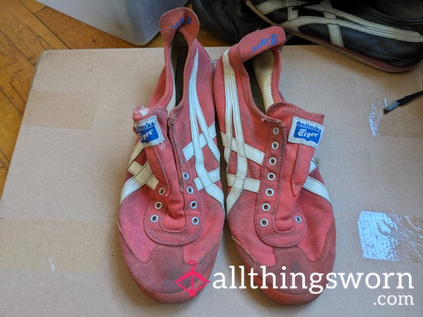 Pink And White Onitsuka Tiger Slip-ons