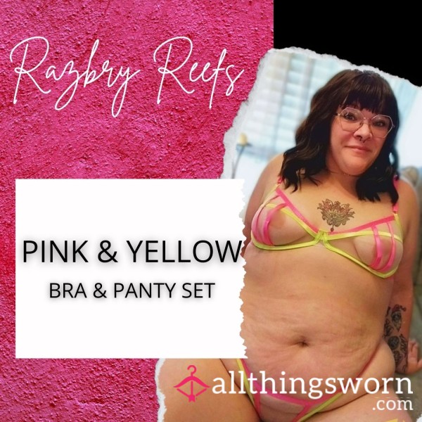 Pink And Yellow Bra & Panty Set