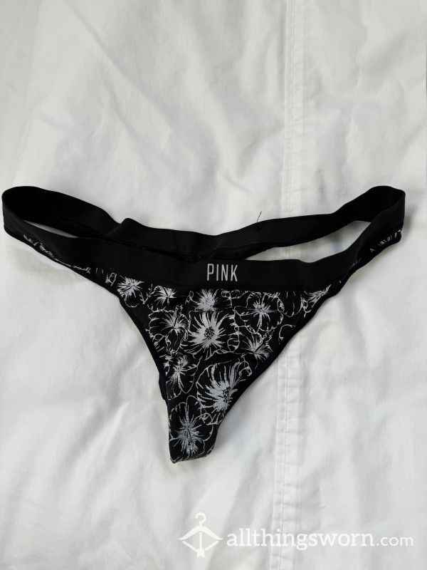 PINK Black Thong