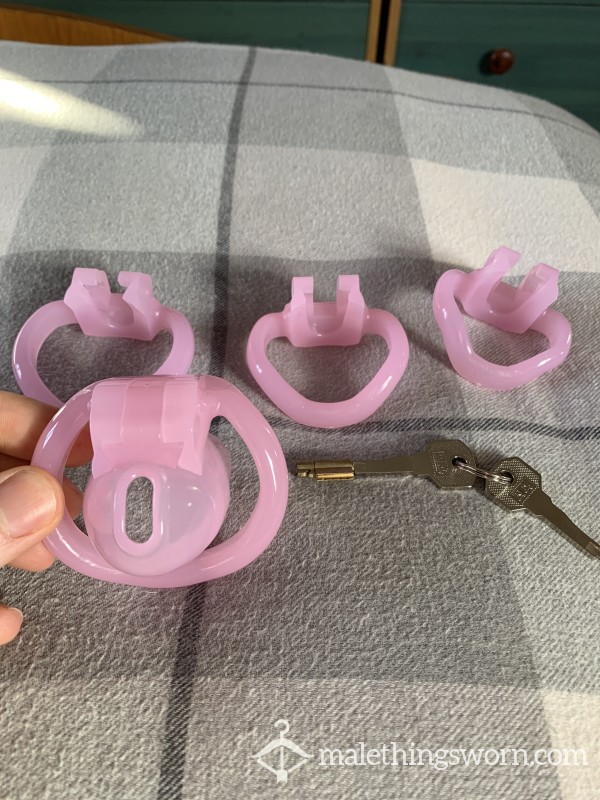 Pink Chast*ty Cage With Different Ball Sizes