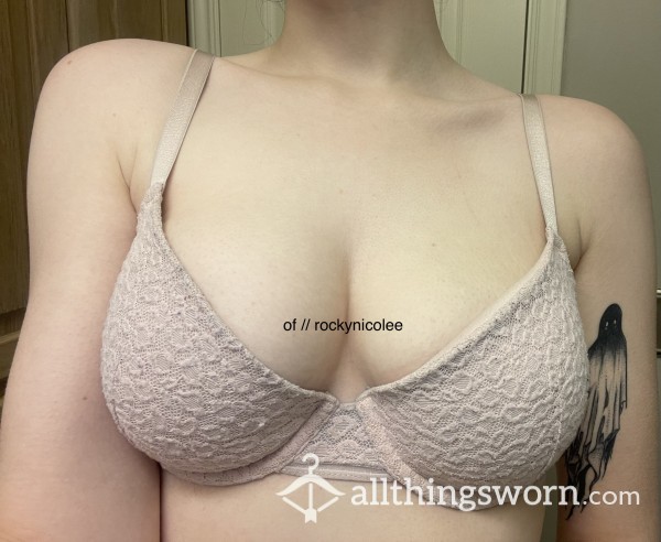 LIGHTLY WORN Pink Cheetah Lace Padded Bra *48 HR WEAR*