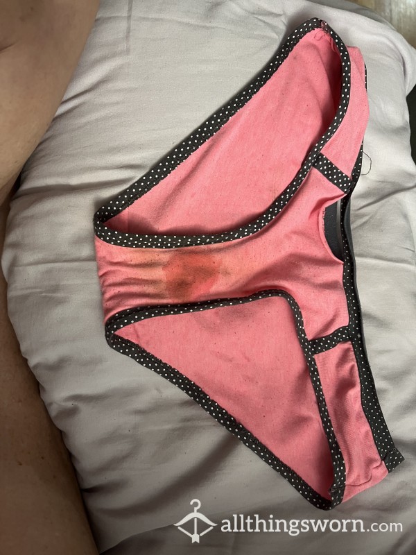 Pink, Cotton Well-worn-WET💦🤸🏼‍♀️With C*m And Sweat. I’m EXTRA Slimy Today.ripped And Stained From Over Wearing.  Get ‘em While They’re Hot 🥵