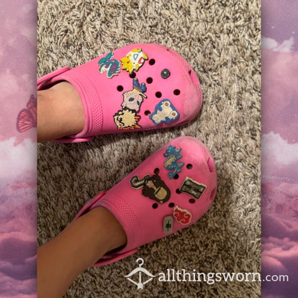 Pink Crocs With Anime Charms