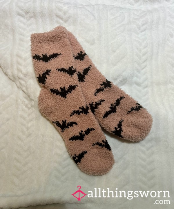 Pink Fuzzy Bat Socks