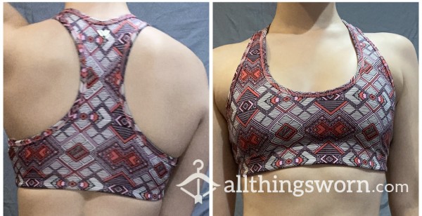 Pink Geometric Print Sports Bra 💝🌙