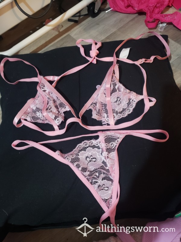 Pink Lacey String Set