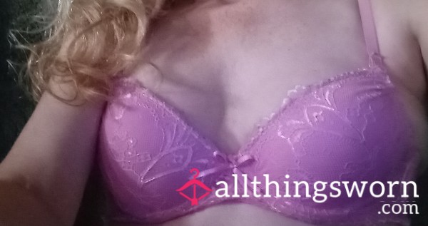 Pink Padded Lacy Bra, Size 34A.  Full Of Sweat!