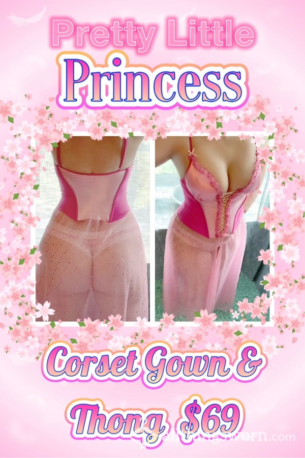 Pink Satin Princess Corset And Thong