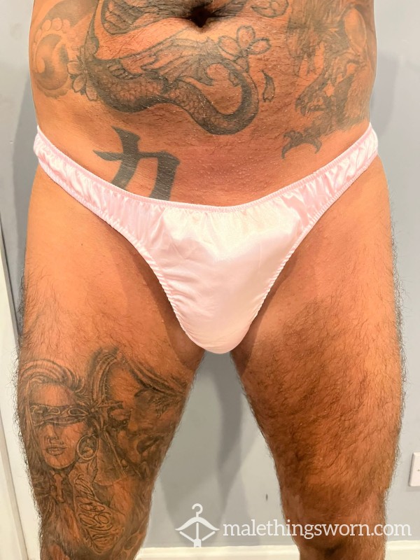 Pink Satin Thong