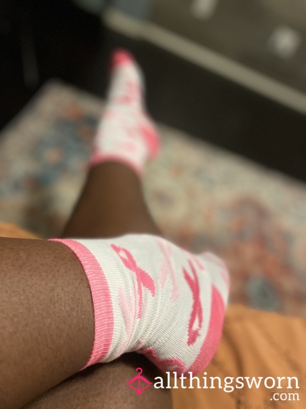 Pink/White Breast Cancer Socks