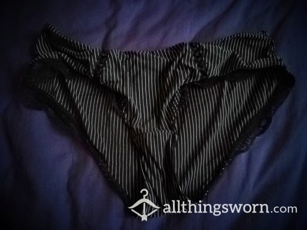 Pinstripe Black Brief Microfiber Cotton Gusset