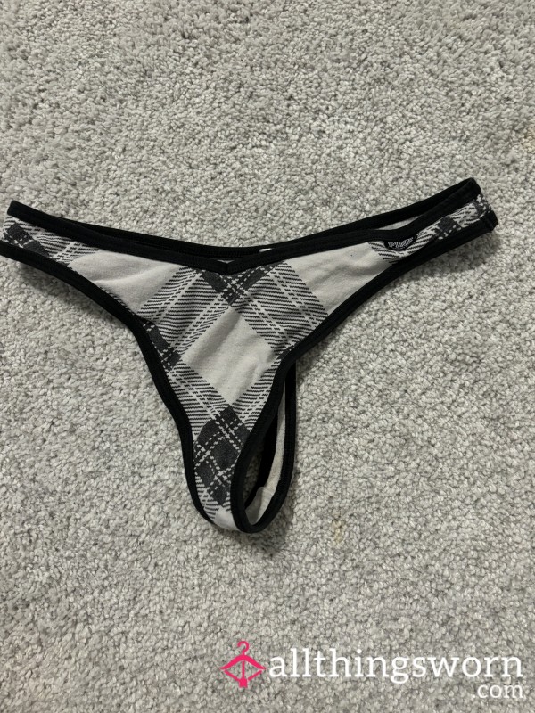 Plaid White Thong