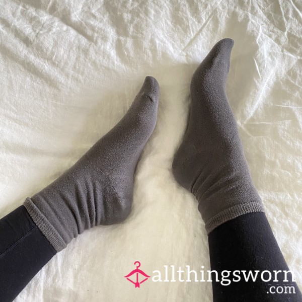 Plain Grey Cotton Socks