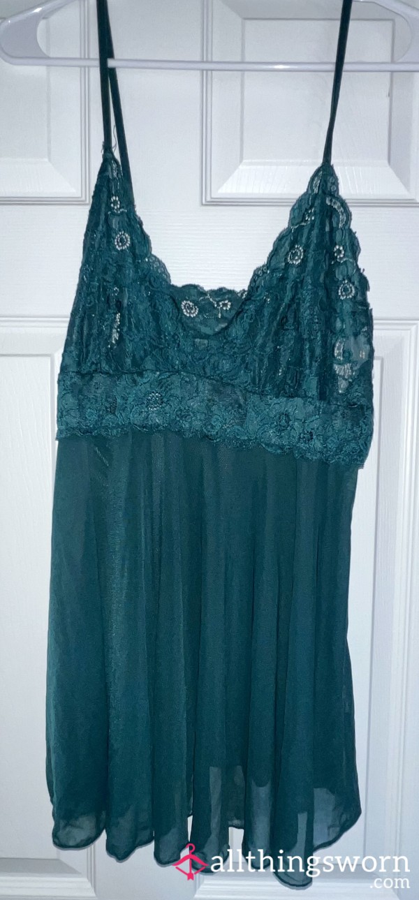 Plus Size Teal Sheer Nightie - Free Shipping