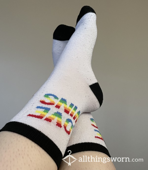 PRIDE LOVE WINS Tall Black And White Socks