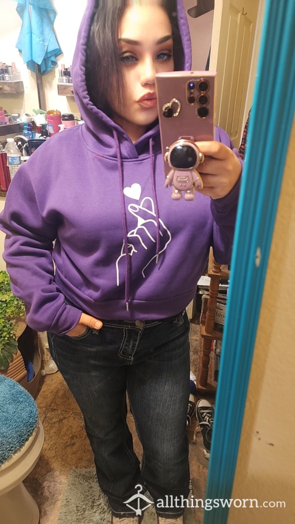 Purple Crop Hoodie