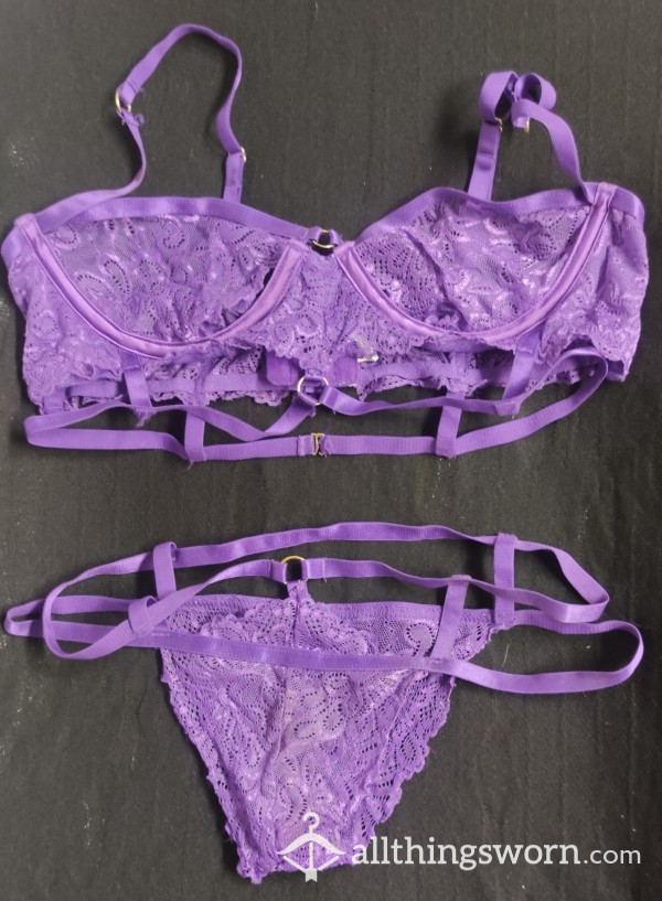 Purple Lace Bra And Panty Set