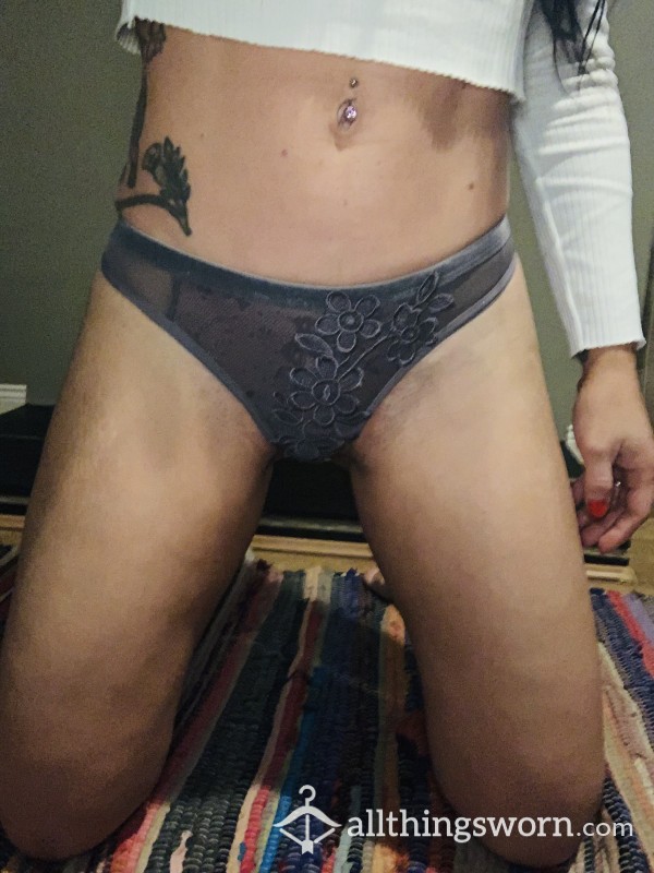 Purple Mesh Flor*l Thong