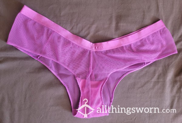 Purple Mesh Tanga Panties With Satin Trim