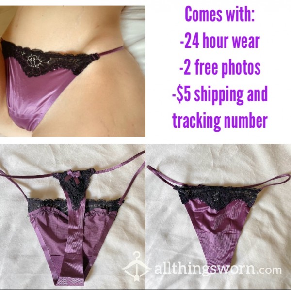 Purple Silky String Thong