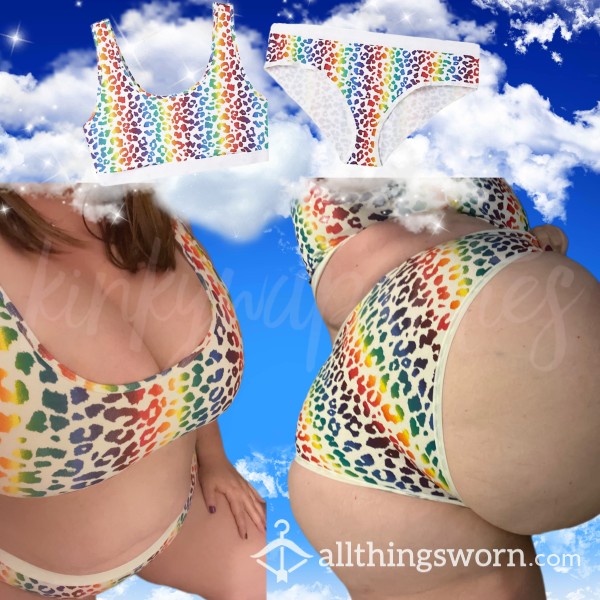 🌈 Rainbow Leopard Bra & Panty Set