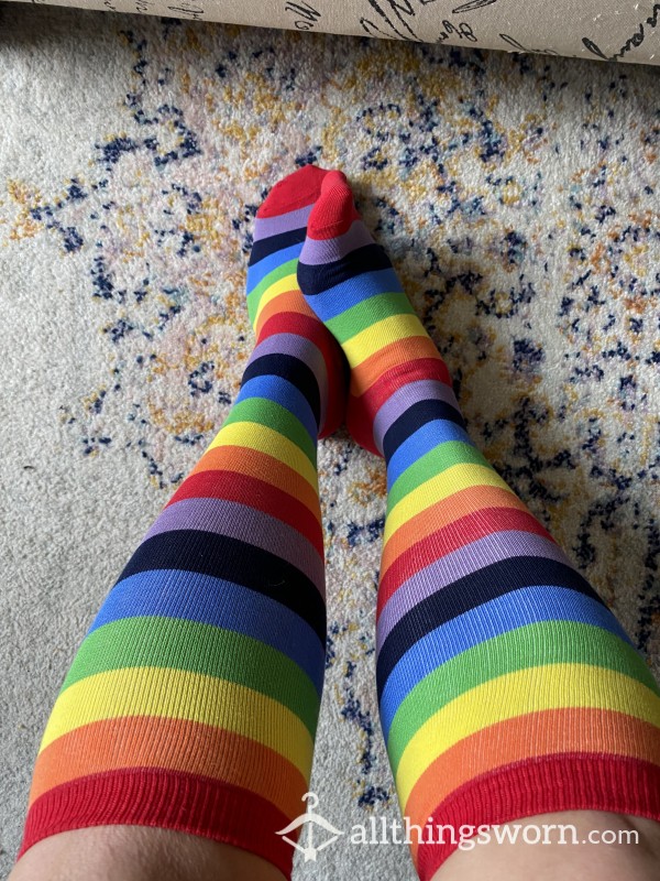 Rainbow Stripe Knee Socks