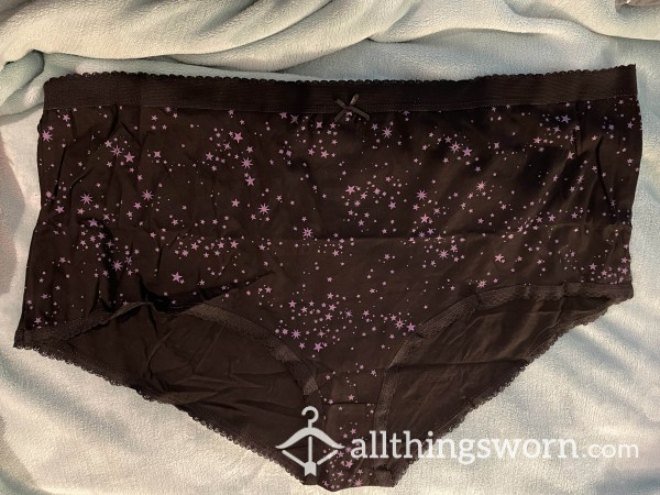 Black & Purple Star Cotton Knickers