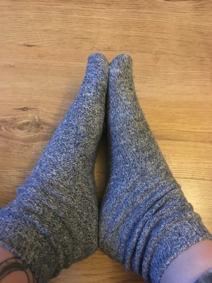 Really Well Worn Sweaty Blue Socks