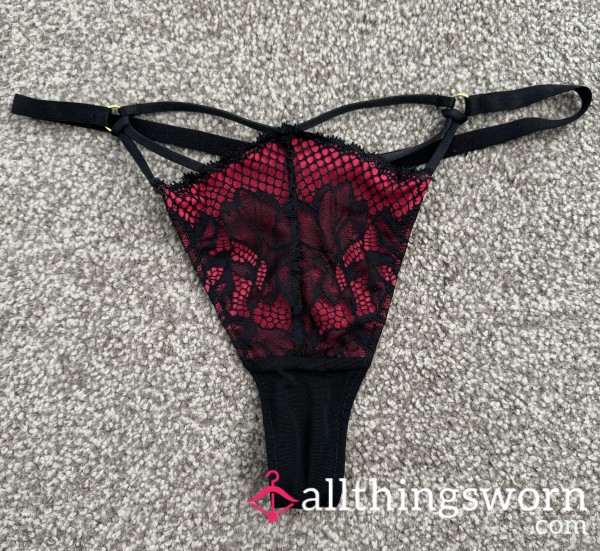 Red And Black Lace Thong 💋