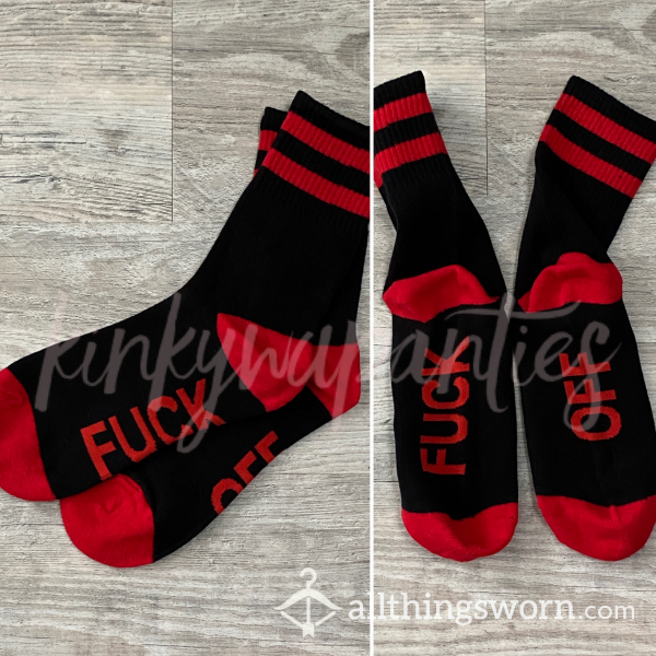 Red & Black “f**k Off” Socks