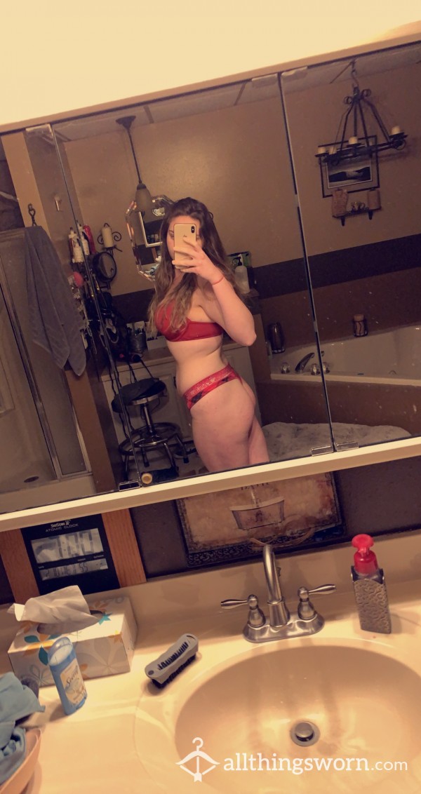 Red Bra And Thong Matching Set