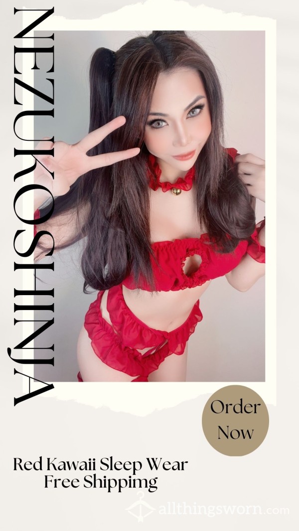 Red Kawaii SleepWear And Premade Video ( Free Shipping )