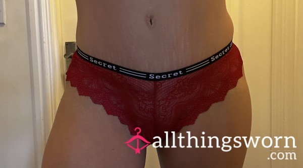 💋 Red Lace Secret Panties With Cotton Gusset 💋