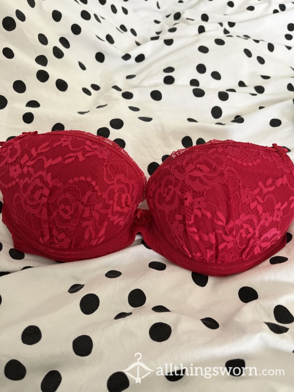 S**y Red Lacy Push Up Bra - D Cup